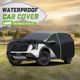 Mixsuper Liner Car Cover for Nissan Armada 2004-2026, 7 Layers Waterproof Car Cover Accessories for Armada with Zipper Door, Windproof Straps, Reflective Strips, Anti-UV, All Weather