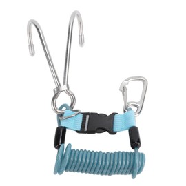 Spring Coiled Diving Hook Stainless Steel Double End Snap Clip with Quick Release Buckle Diving Accessories Blue