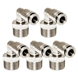 Beduan Brass BPL Push to Connect Air Fittings Elbow 1/4" Tube OD x 3/8" NPT Male 90° Degree Adapter (Pack of 5)
