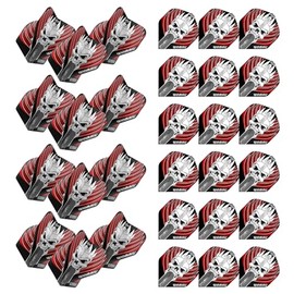 WINMAU Prism Alpha Extra Thick Dart Flights - 10 sets per pack (30 dart flights in total) (Black & Red Skull)