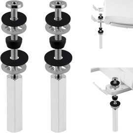 iFealClear 2 Pack Universal Toilet Seat Bolts Compatible with Kohler/American Standard/TOTO/Glacier Bay, 3 Inch Stainless Steel Toilet Seat Screws with Long Downlock Nuts, Anti-Slip Gaskets, Chrome