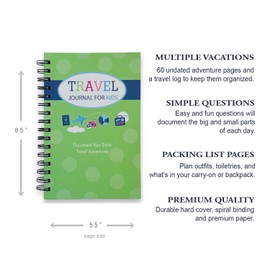 Travel Journal for Kids- Fun and Easy Way to Document Several Vacations in One Journal, Memorable Keepsake, Creative Writing Tool for Kids, Spiral Bound, Hard Cover in Bright Green by Kahootie Co