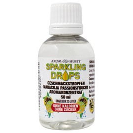 Maracuja-Konzentrat-Drops | 1 Flasche 50 ml ergibt 25 Liter | hochkonzentriertes Aroma| gelbe Passionsfrucht| ohne Zucker| für Wassersprudler | prickelnd | Fertiggetränk | ohne Konservierungsstoffe