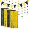 Joyeah 4 Pack Foil Fringe Curtains Black Gold Metallic Tinsel