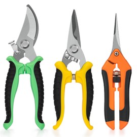 Ceksezx 3 Pack Garden Pruning Shears, Stainless Steel Garden Shears, Premium Pruning Shears for Gardening, Handheld Gardening Shears, Garden Scissors with Soft Grip Handle, Plant Garden Clippers Tools