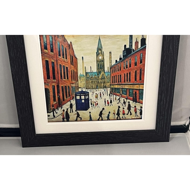 Greetingles Lowry-Style 12"/31cm Square Framed Print. Beautiful Black Ash Frame
