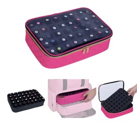 UOZL Nail Polish Bag organizer-Holds 40 bottles(15ml-0.5fl.oz)，Nail Polish Carrying Case Clear Multifunctional Cosmetic Travel Cases Makeup Bags Rose Red