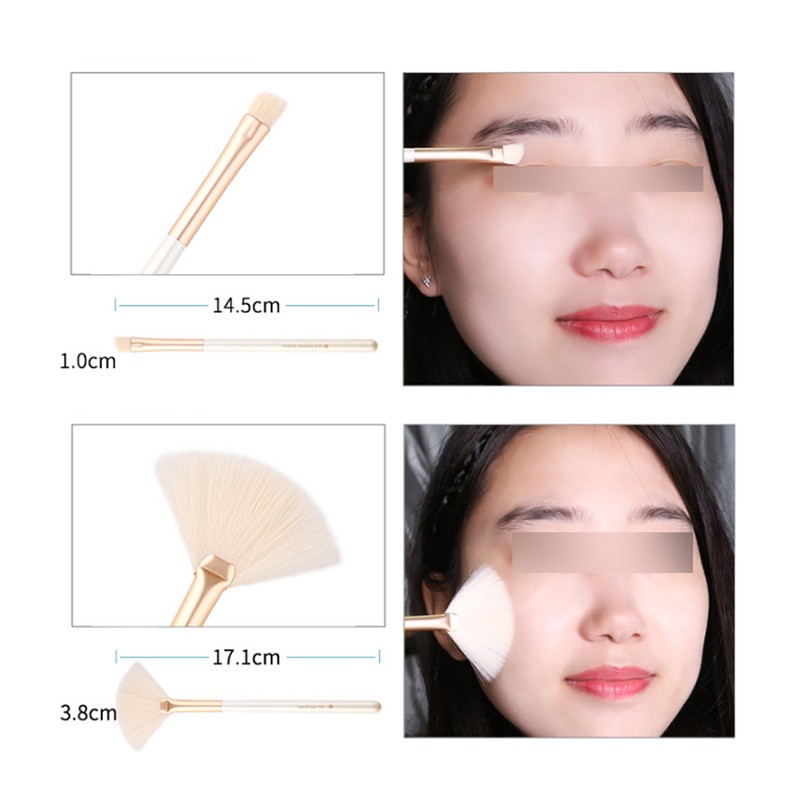 ZOREYA 10pcs Pearl White Portable Professional Makeup Blending Brushes Set