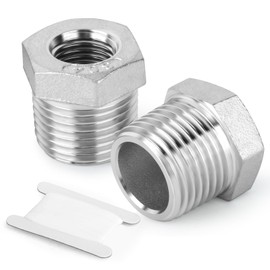 TAILONZ PNEUMATIC 2pcs Cast 304 Stainless Steel Reducer Hex Fittings, 1/2PT Male x 1/4PT Female, Reduce Casting Pipe Adapter