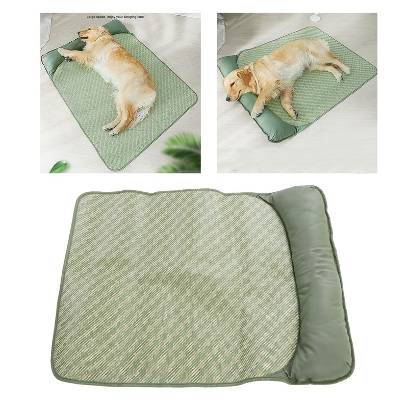 Dog Cooling Mat Breathable Portable Rattan Bed Pet Summer Sleeping