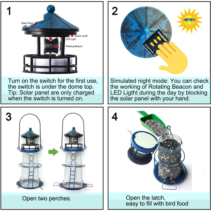 Solar Bird Feeder for Outdoors Hanging Wild Metal Bird Feeders,14"