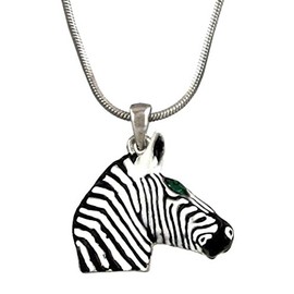 DianaL Boutique Beautiful Silvertone Zebra Horse Pendant Necklace Gift Boxed Fashion Jewelry