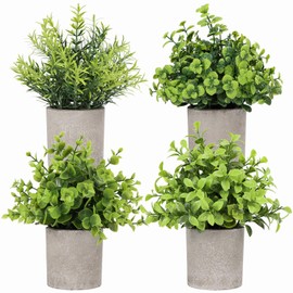 4 Maceta de Plantas Artificiales,Mini Plantas en Maceta Arbustos Topiarios de Plastico, Vegetación Artificial Imitación para Escritorio,Hogar...      