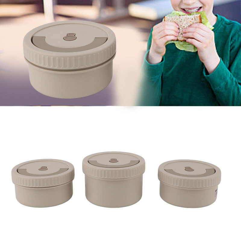 Insulated Food Container Beige 316 Stainless Steel Round Sealed Leak