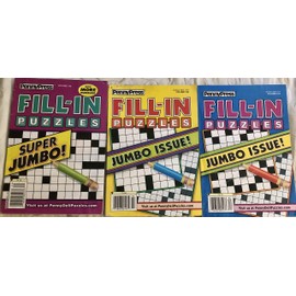 Lot of 3 Penny Press Fill-In Puzzles Jumbo Books 2017 2018 2019