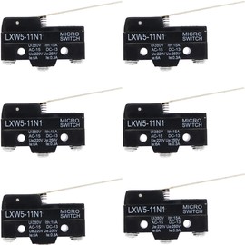 DKARDU 6 pcs LXW5-11N1 Micro Limit Switch 1NO+1NC Long Hinge Lever Type Miniature Micro Switch SPDT Snap Action Travel Switch