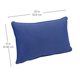 Denim Blue Presidio Lumbar Pillow with Piping - 12" x 20" (2 Pack) - Supportive & Stylish Home Decor Accent Perfect for Indoor/Outdoor Use