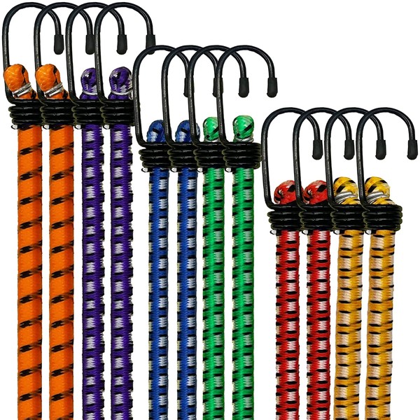 Xtremeauto Bungee Cords With Hooks 𝐉𝐮𝐦𝐛𝐨 𝐏𝐚𝐜𝐤 Of 12 Heavy