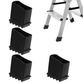 IUSOT Pack of 4 Ladder Feet (Black), High-Quality Rubber Ladder Feet, 50 x 25 mm, Protective Caps for Ladders, Universal Replacement Foot Covers for Household Ladders
