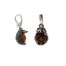 Artisana-Schmuck Amber Pendant Small Hedgehog Pendant Made of Amber and 925/000 Sterling Silver, 925/000 sterling silver Baltic Amber, Baltic amber