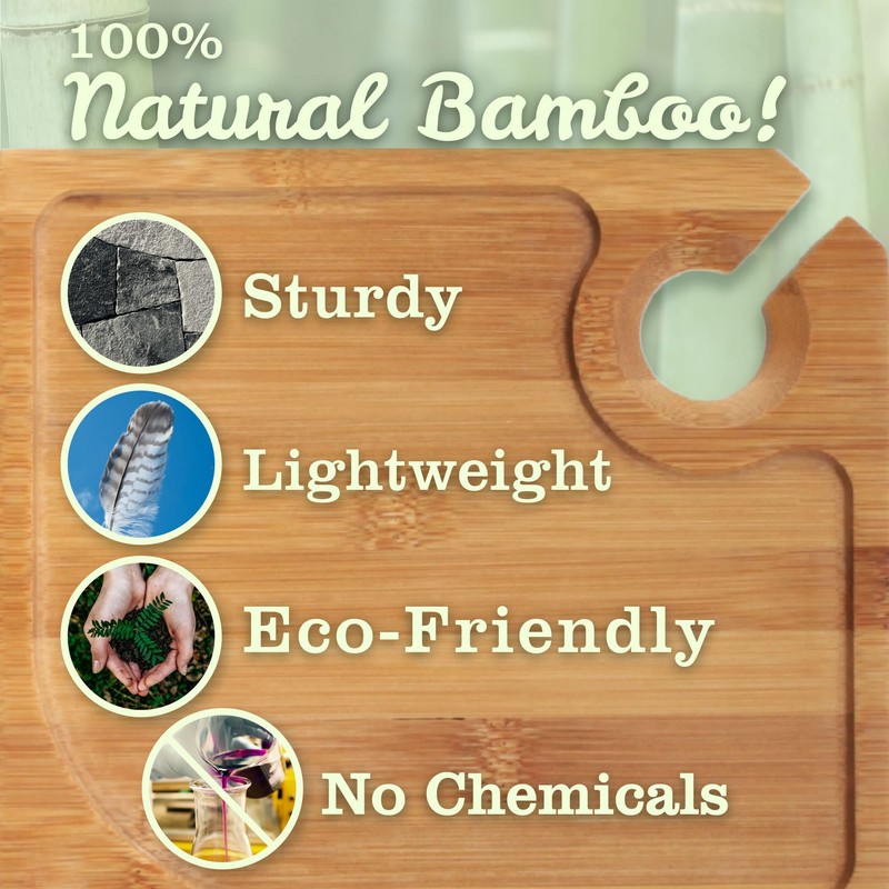 BambooMN 7.9" x 7.1" Bamboo Cocktail Appetizer Plates with Wine
