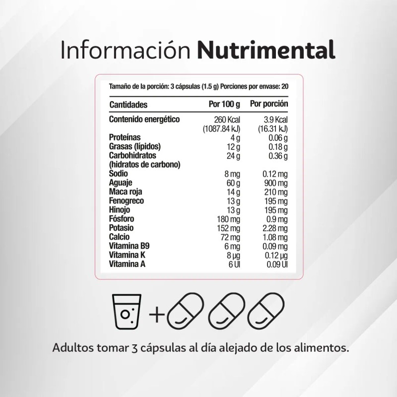 Aguaje Complex Kit 3 60 Cps 1 Mes Curvas Naturales