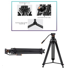 Professional Quad Tube Aluminium 72" Tripod (Fluid Head) for Canon PowerShot SX740 HS