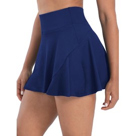 Sunvalix - Faldas de tenis para mujer, falda de golf de cintura alta con pantalones cortos, 2 en 1, control de abdomen, voleibol, faldas de entrenamiento atléticas, Azul marino, X-Large