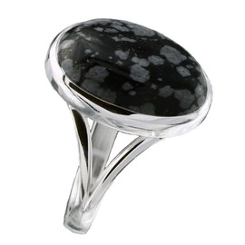 I-be, Snowflake Obsidian Ring Oval 925 Silver 105812/13x18, Silver, Obsidian
