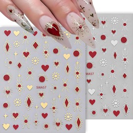 2 Sheets Stars and Moon Nail Stickers 3D Self Adhesive Nail Art Stickers Heart Design Beautiful Nail Decals Nail Decoration Accessories for DIY Nail Art Manicure Stickers para uñas for Nail Design