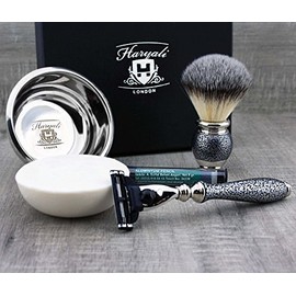 Basics Shaving Tools Beginners Mach3 Razor Shaving Set Synthetic Brush, Bowl & Soap