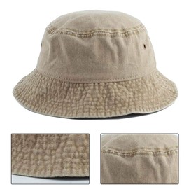 Yixda Vintage Cotton Fishing Hat Sun Hat Washed Retro Outdoor Bucket Hat, khaki