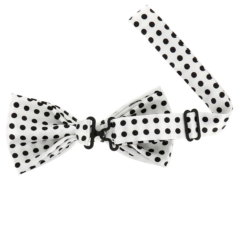 cravateSlim White and Black polka dots Bow Tie