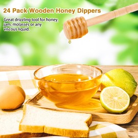 24 Pack Wooden Honey Dipper Sticks Honeycomb Stick, 4 Inch Mini Honey Stirrer Stick, for Honey Jar Dispense Drizzle Honey and Wedding Party Gift