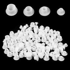 120 PCS Plastic Hole Plugs Screw Covers Caps, Round Drill Screw Hole Plugs White Rubber Stopper for Nail Partition Holes in Shelves Cabinet Furniture,5mm/6mm/8mm/10mm