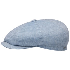 Stetson Hatteras Classic Linen Flat Cap Women/Men (55-62 cm) - Made in the EU - Made in the EU - Made of 100% Linen - Lined with Cotton - Temperature and Moisture Regulating - Summer/Winter, lightblue
