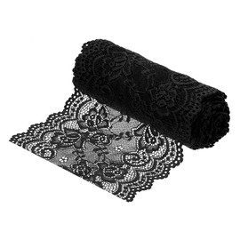 MECCANIXITY 6 Inch Wide 5 Yard Lace Ribbon Floral Pattern Black Lace Trim Ribbon for Sewing Making, and DIY Crafts, Gift Wrapping, Bouquets, Wedding Decor
