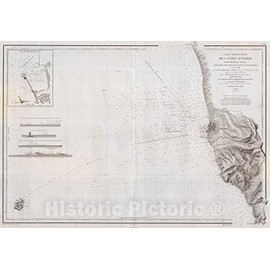 Historic Map : Depot de la Marine Nautical Chart or Map of Livorno, Tuscany, Italy, 1852, Vintage Wall Art : 24in x 36in