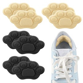Kids Heel Grips for Kids Shoes, 8 Pcs Cute Shoe Heel Grips Self-Adhensive Childrens Heel Grips Soft Kids Shoe Inserts for Shoes Too Big Girls Boys (Black+Beige)