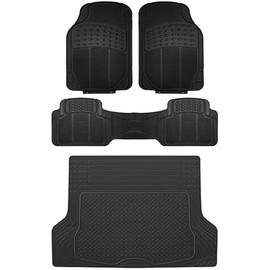 AKASENKO Tapetes para Auto y Tapete de Cajuela Conjunto,Alfombrillas de PVC para vehículos, universales, recortables, Impermeables y Antideslizantes, 