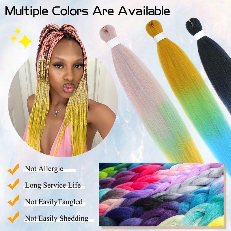 Colored Braiding Hair Pre Stretched - 30 Inch 2 Packs
