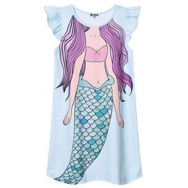 Princess Nightgown for Girls Unicorn Cat Flutter Sleeve Cotton Pajamas Dress