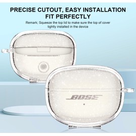 Aircawin for Bose Ultra Open Earbuds Case Glitter,Cute Sparkle Bling for Bose Ultra Open Case Cover 2024,Soft TPU Cover for Bose Open Ear Earbuds Accessories with Carabiner and Cleaning Pen-Glitter