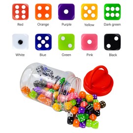 100 Pieces 14 mm Colours Dice Set Opaque Acrylic Dice, 6 Sided 10 Colours Game Dice Colourful for Board Games Dice Games Math Games with Free Velvet Bag