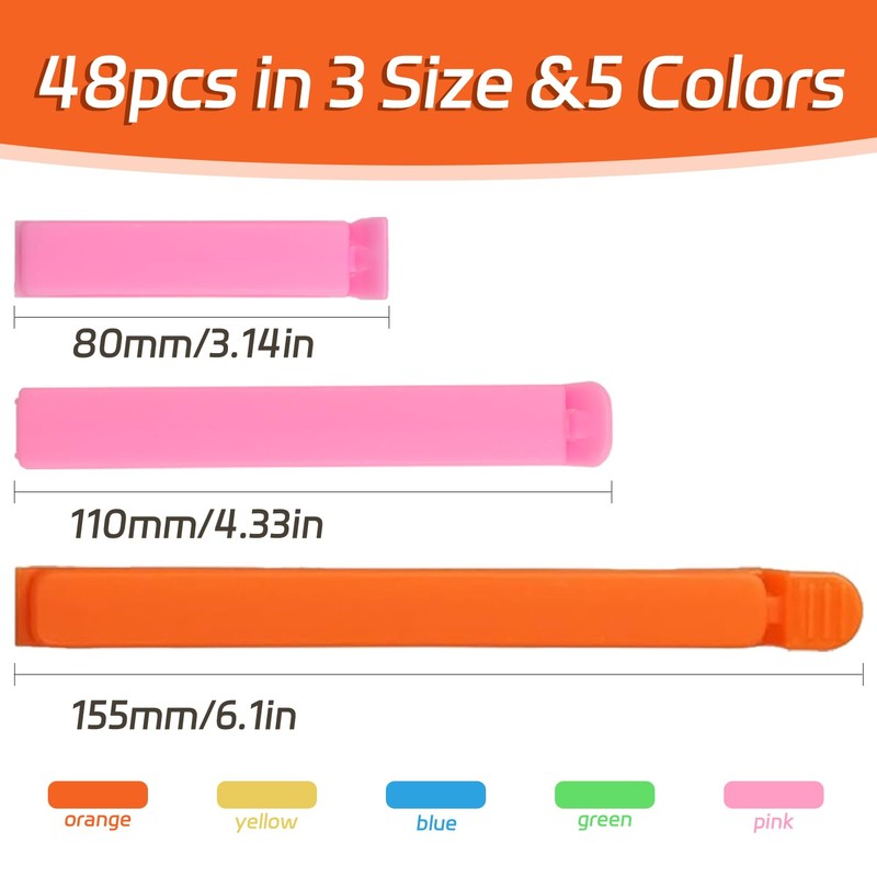JiuXinYuKeJi 48 Pcs Food Clips,Bag Sealing Clips,Multi Colors