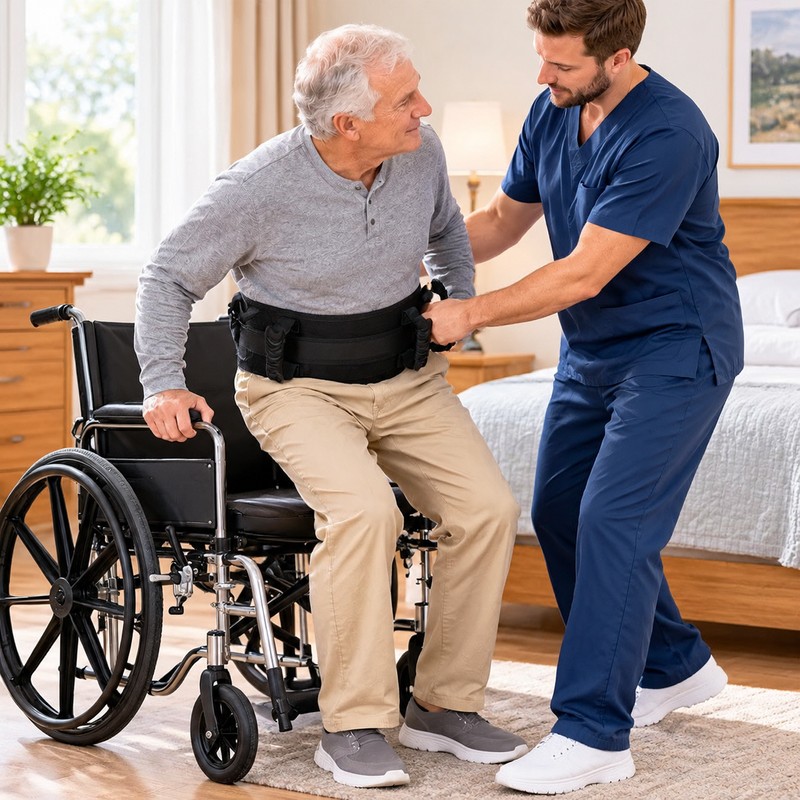 Padded Gait Belt for Elderly Transfer Assistance – Multi-Handle Adjustable