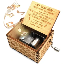 Wooden Music Box for mom Gifts You are My Sunshine Music Box, Laser Engraved Hand Crank Wooden Sunshine Music Box Gift for Mom Birthday/Mother's Day/Christmas(to mom)