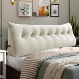 14 lbs Thickened King Headboard Pillow for Sitting Up in Bed, Back Support Reading Pillow with Side Pocket and Velvet Removable Cover, Triangular Large Wedge Headboard Pillow