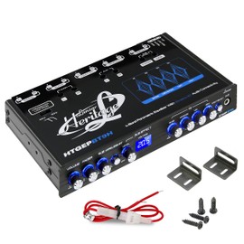 Lanzar 4 Band Parametric Equalizer - Wireless Streaming, Half Din Size, Rotary Fader, Input Gain Adjustments, Sub Output Volume/Sweep Control, Low Pass Crossover, 18 dB Boost, Blue Light Illumination