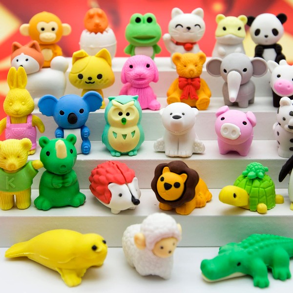 70 pcs Animal Erasers Desk Pets for Kids Classroom Prizes, Puzzle Erasers Take Apart Erasers Animals Pencil Erasers for Student Rewards,Class Treasure Box,Party Favors,Easter Egg Stuffers